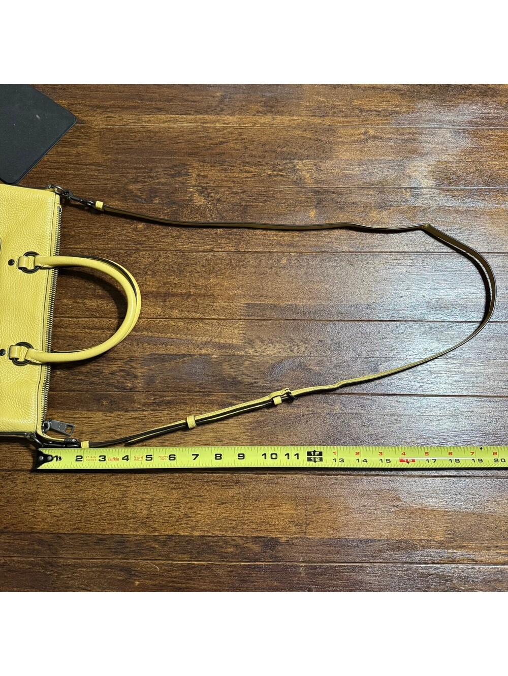 COACH F31466 Mini Emma Satchel Pebbled Leather Crossbody Handbag Yellow *RARE* - Picture 8 of 14